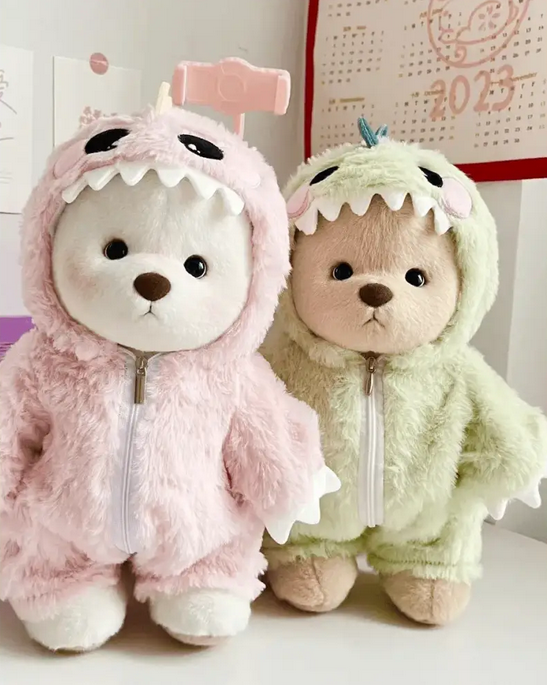 Ours en peluche dinosaure vert